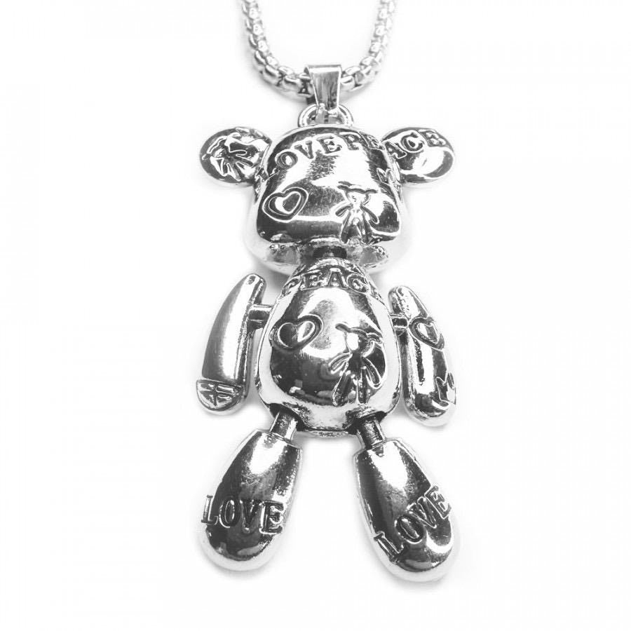 Billy the Bear Love & Peace Bear Balloon Necklace - Stainless Steel Anti-Tarnish