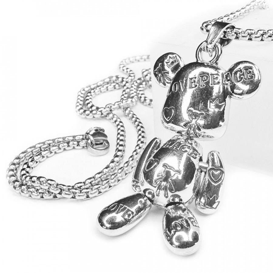Billy the Bear Love & Peace Bear Balloon Necklace - Stainless Steel Anti-Tarnish