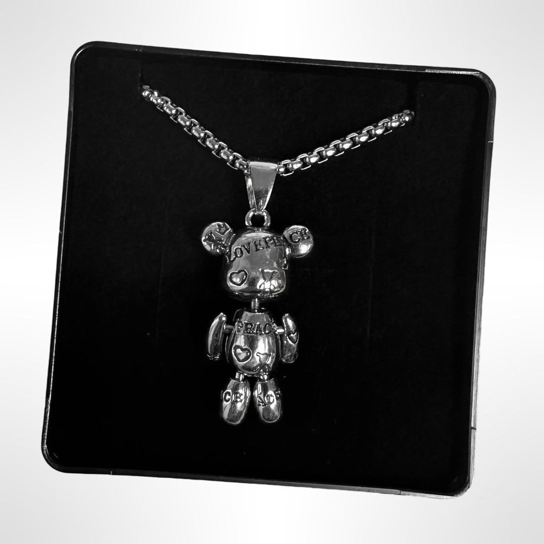 Billy the Bear Love & Peace Bear Balloon Necklace - Stainless Steel Anti-Tarnish