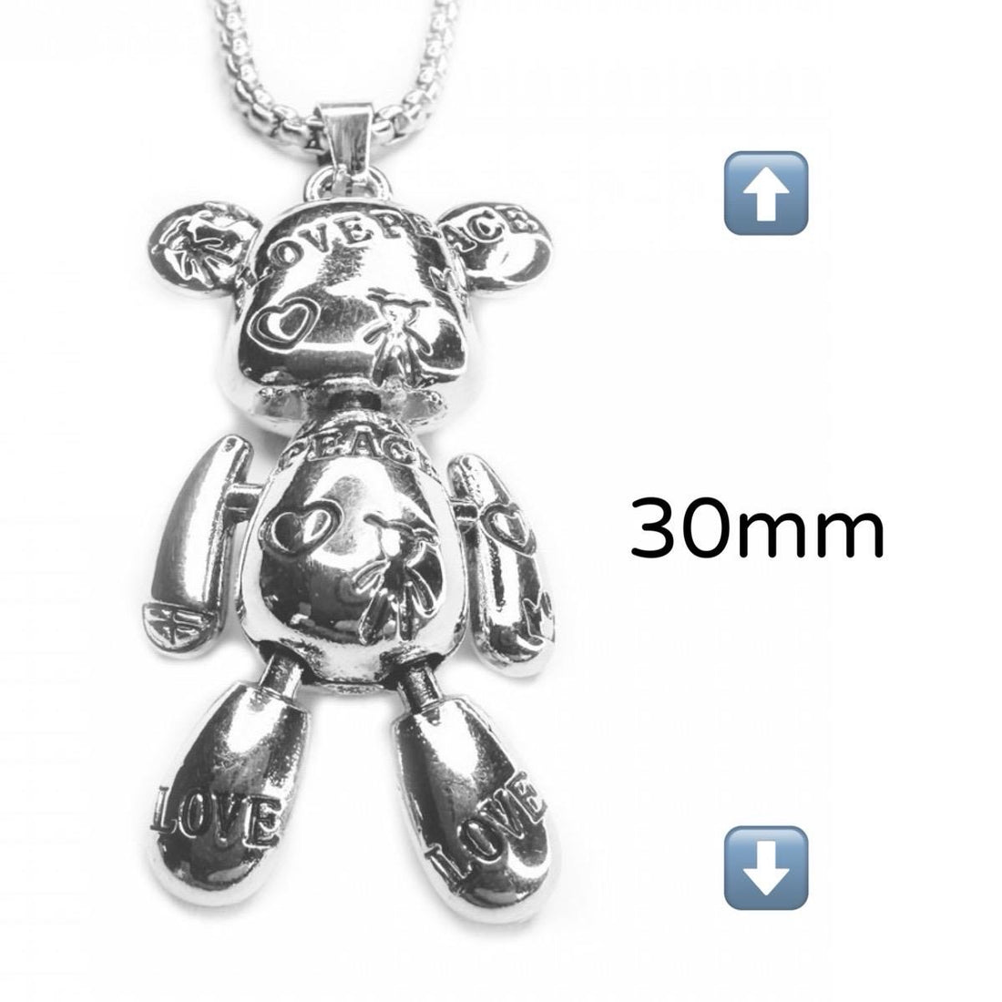 Billy the Bear Love & Peace Bear Balloon Necklace - Stainless Steel Anti-Tarnish