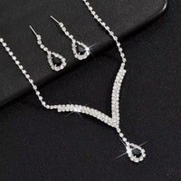 AAA Crystal Jewellery Set - Earrings and Necklace Clear, Red, Blue & Black Options