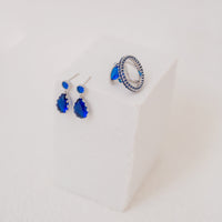 3.00 CT Blue Simulated Sapphire Rhodium Plated Eternity Band