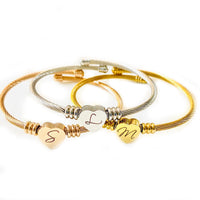 Heart Cable Initial Bracelet A-Z - 3 Colours Available