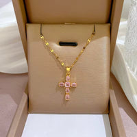 Crystal Cross Pendant available in Clear, Pink & Black