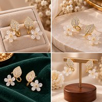 Crystal Acrylic Five Leaf Studs