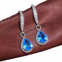 Crystal Blue Tear Drop Luxury Earrings