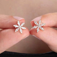 Crystal Six Petal Stud Earrings available in Gold or Silver