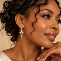 Crystal Clover Heart Tassel Drop Earrings