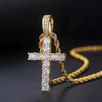Men’s Crystal Cross on Rope Chain available in Silver & Gold