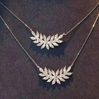 Elegant Crystal Leaf Clavicle Pendant