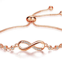 Infinity Crystal Bracelet with Adjustable Strap - Available in Silver, Gold or Rose Gold