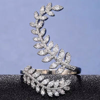 Adjustable Crystal Leaf Ring