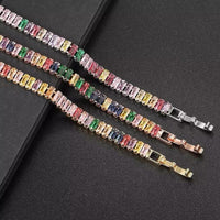 Crystal Baguette Luxury Colourful Bracelet available in Silver, Gold & Rose Gold