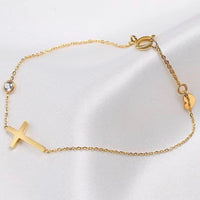 Minimal Elegant Cross Bracelet with Crysal available in Gold, Silver & Rose Gold