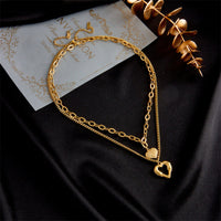 Gold Filled Double Heart Necklace 18K
