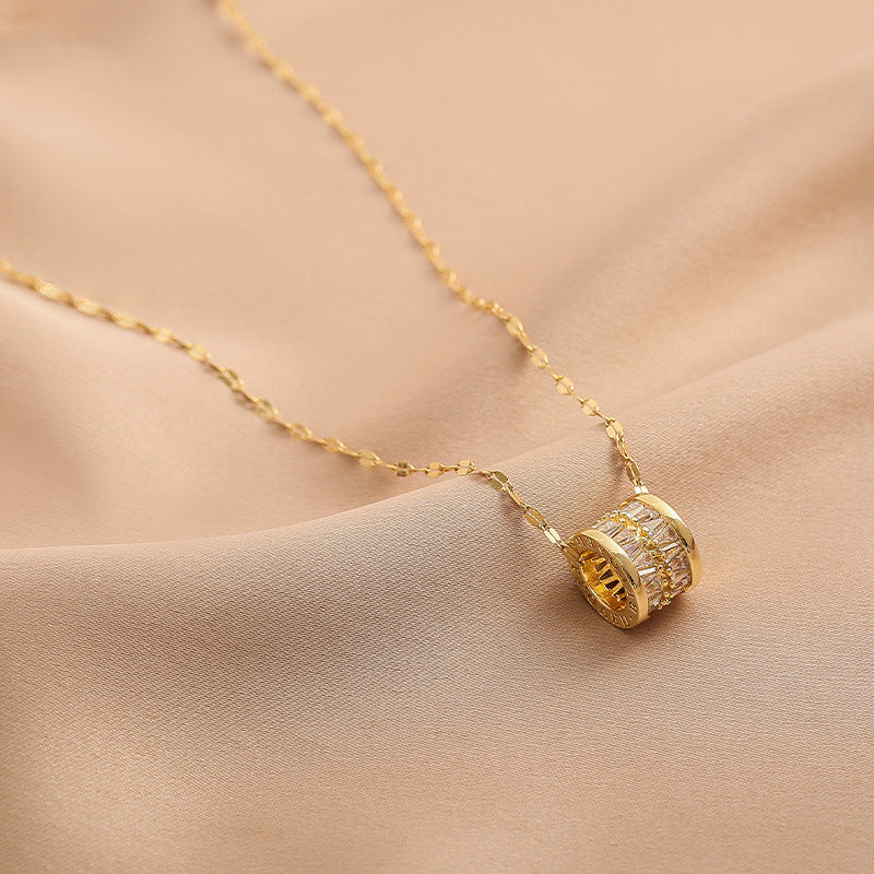 Gold Filled 18K CZ Barrel Necklace
