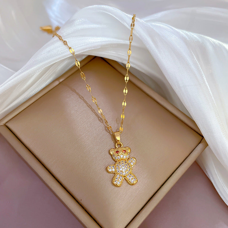 Gold Filled 18K CZ Bear Necklace