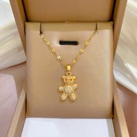 Gold Filled 18K CZ Bear Necklace