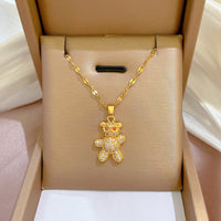 Gold Filled 18K CZ Bear Necklace