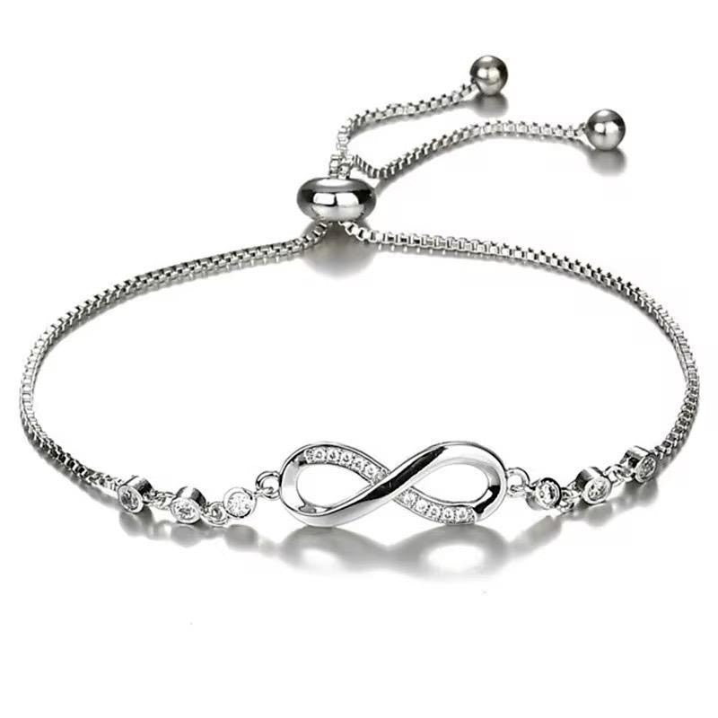 Infinity Crystal Bracelet with Adjustable Strap - Available in Silver, Gold or Rose Gold
