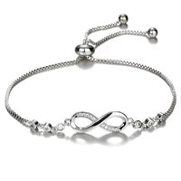 Infinity Crystal Bracelet with Adjustable Strap - Available in Silver, Gold or Rose Gold