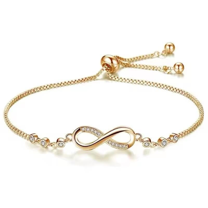 Infinity Crystal Bracelet with Adjustable Strap - Available in Silver, Gold or Rose Gold