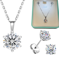 GRA Certified Moissanite Solitaire Set 925 Solid Silver KRKC Moissanite Necklace for Women, Gifts for Her, 2-3CT Lab-Grown Diamond Solitaire Pendant Necklace, White Gold S925 Sterling Silver Necklace for Christmas
