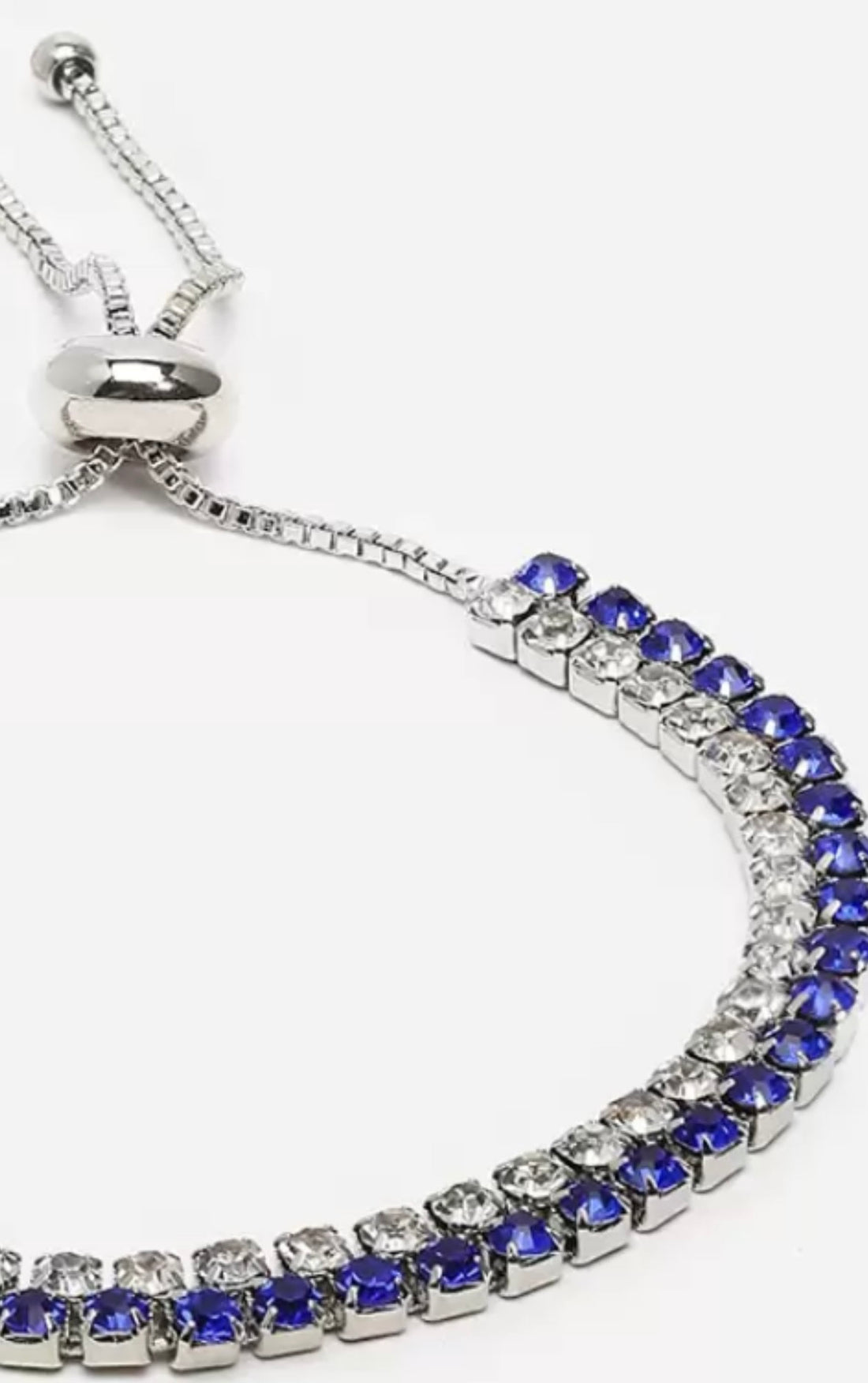 Blue Crystal Double Row Bracelet - Adjustable