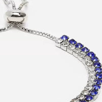 Blue Crystal Double Row Bracelet - Adjustable