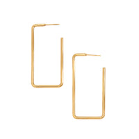 Large Rectangular Yellow Gold Tone Earrings