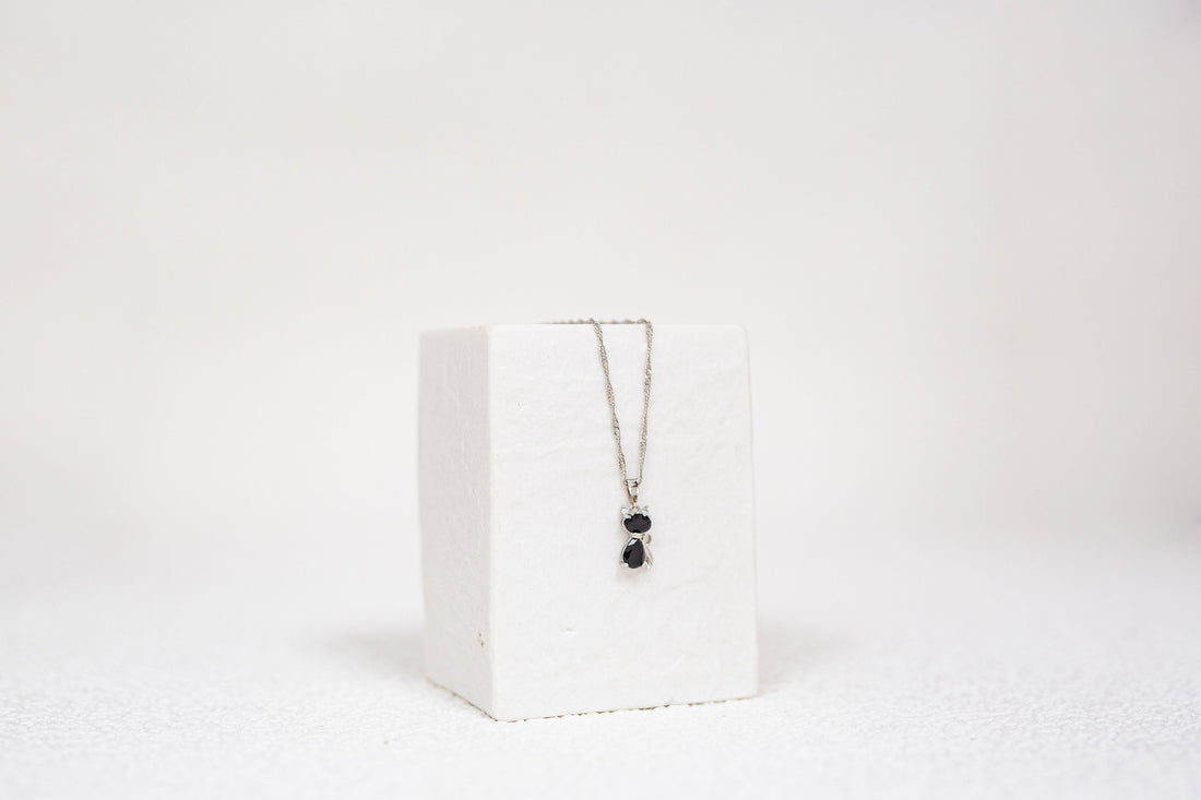 Cat Necklace with Crystals