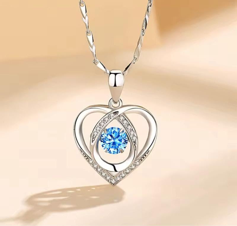 Love Heart Crystal Set - Necklace and Bracelet in Clear or Blue