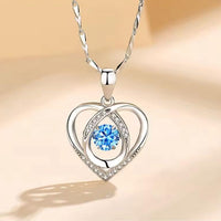 Love Heart Crystal Set - Necklace and Bracelet in Clear or Blue