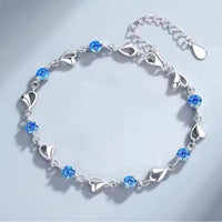 Love Heart Crystal Set - Necklace and Bracelet in Clear or Blue