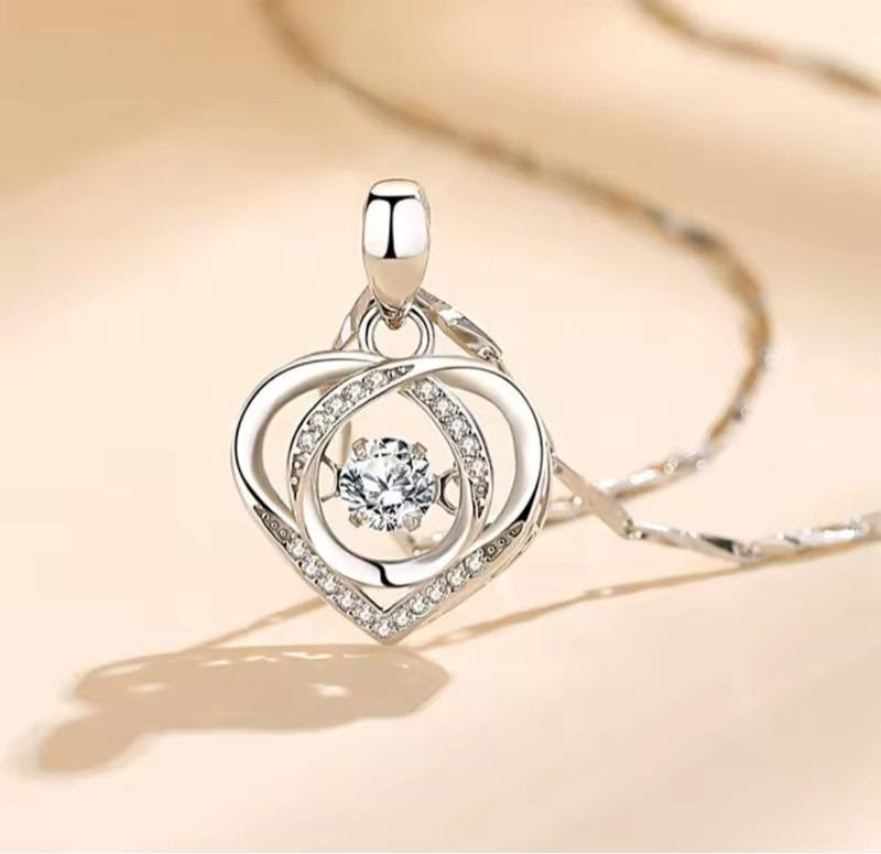 Love Heart Crystal Set - Necklace and Bracelet in Clear or Blue