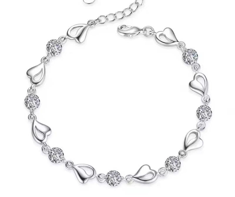 Love Heart Crystal Set - Necklace and Bracelet in Clear or Blue
