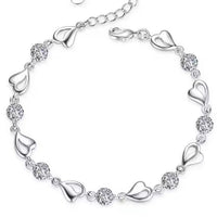 Love Heart Crystal Set - Necklace and Bracelet in Clear or Blue