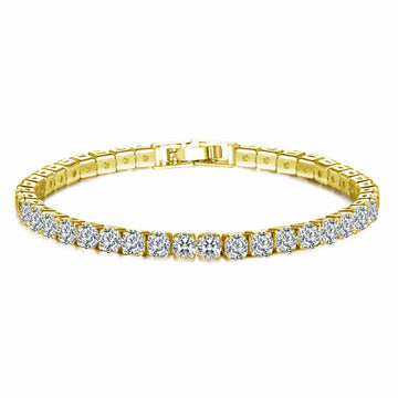 12.00 CTTW Brilliant Cut Clear Synthetic Sapphire Bracelet 18K Gold Plated