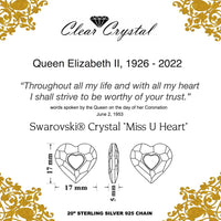 Queen Elizabeth II Remembrance Necklace with “Miss U Heart” Crystal