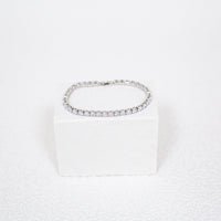 7CT Emerald Cut Lab-Created Sapphire Rhodium Plated Tennis Bracelet