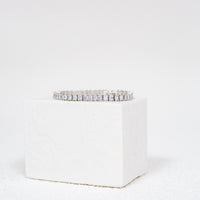 7CT Emerald Cut Lab-Created Sapphire Rhodium Plated Tennis Bracelet