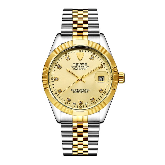 ROLEX Style Watch Gold Face – Clear Crystal