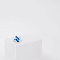 2.5 Carat Marquis Cut Blue Simulated Sapphire Rhodium Plated Ring