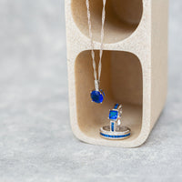 2.5 Carat Blue Simulated Sapphire Princess Cut Rhodium Plated Ring