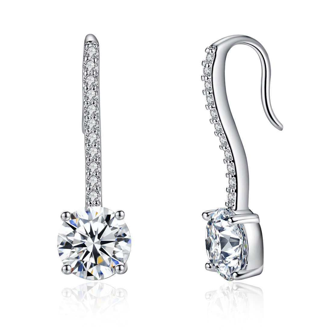CLEAR DROP RHODIUM PLATED EARRINGS