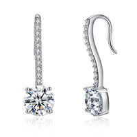 3.0 CTTW Synthetic Sapphire Clear Drop Rhodium Plated Earrings