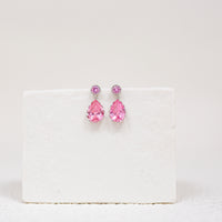 7.5 Carat Heart Cut Pink Simulated Sapphire Earring & Pendant Set