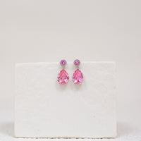 7.5 Carat Heart Cut Pink Simulated Sapphire Earring & Pendant Set