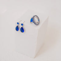 3.00 CT Blue Simulated Sapphire Rhodium Plated Eternity Band