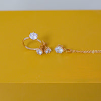 Gold Crystal Solitaire Tri-Set With The Worlds Finest Crystals